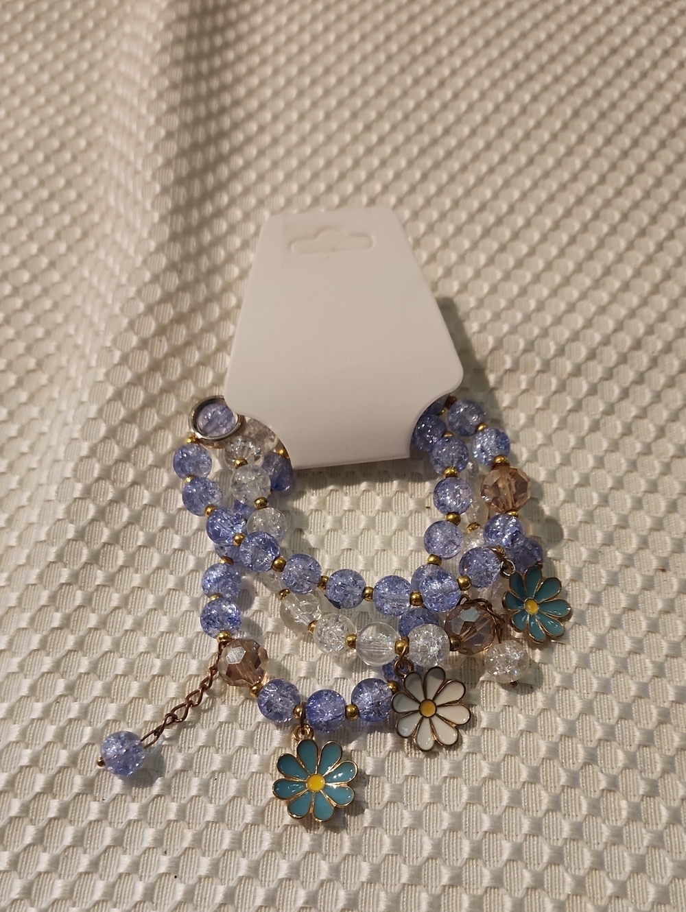 Floral Charm Lavender Beaded Bracelet Set